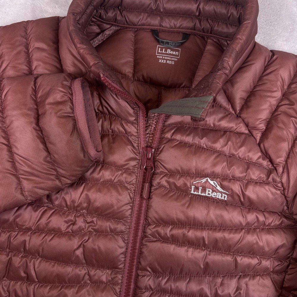 LL Bean Ultralight 850 Down Jacket Womens XXS Burgundy Pertex DownTek Puffer